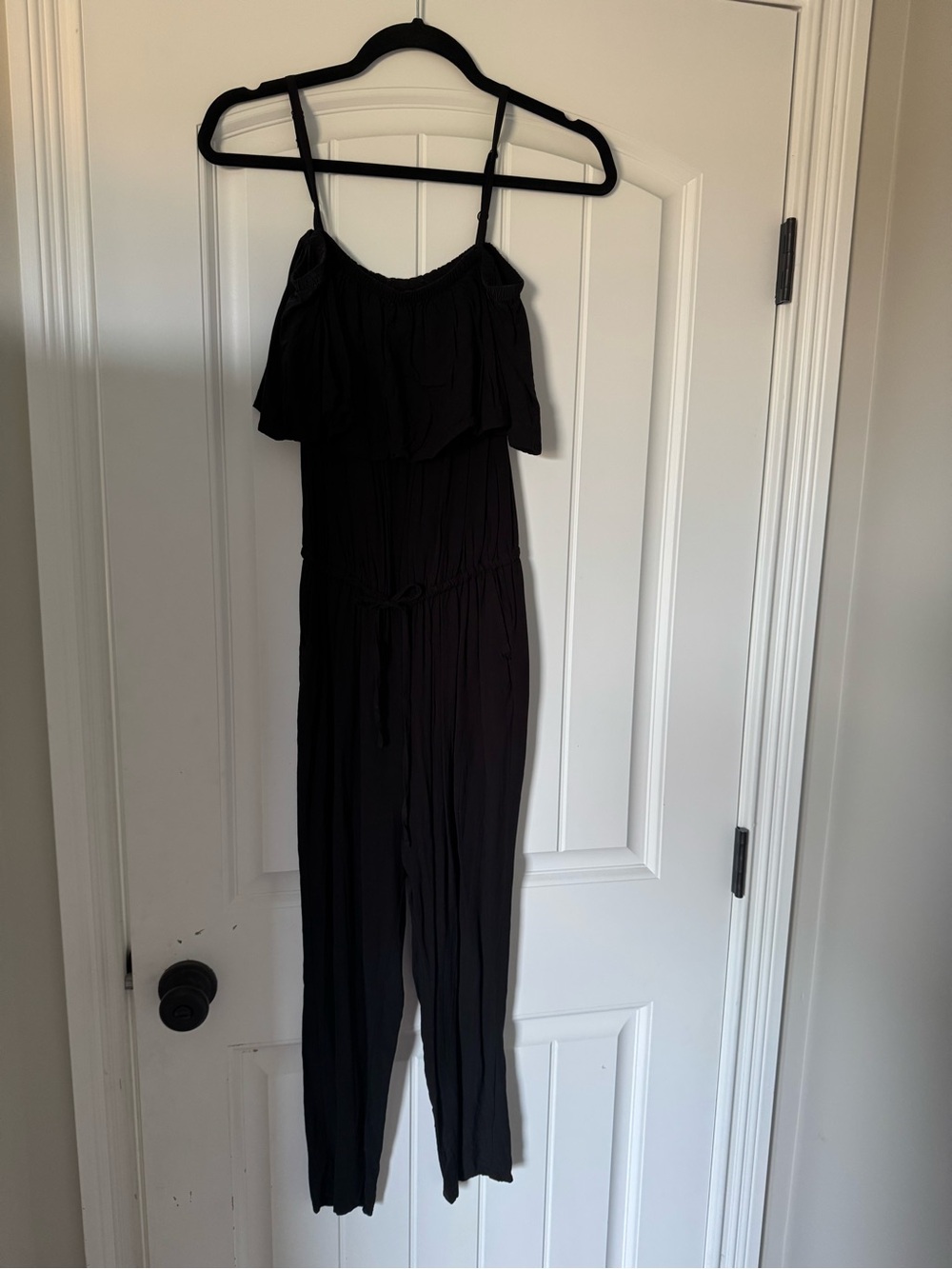 Old Navy Black Off-Shoulder Strap Jumpsuit